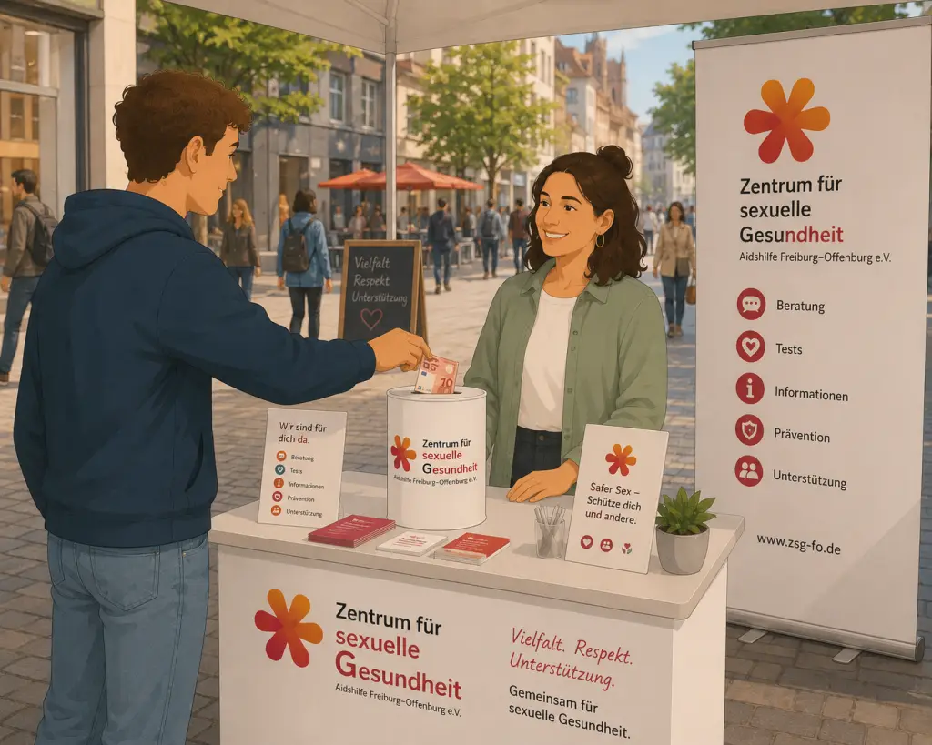 Illustration: Eine Person spendet Geld